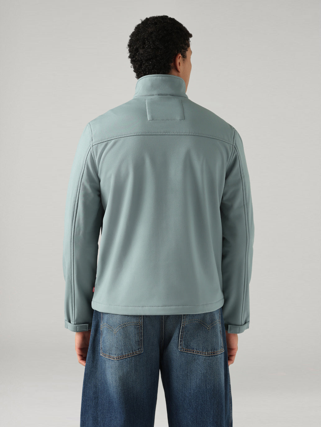 Men's Solid Regular Fit Jacket - Back View