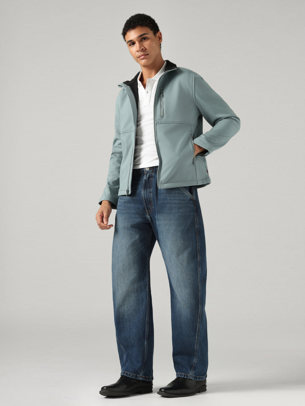 Men's Solid Regular Fit Jacket - Full View