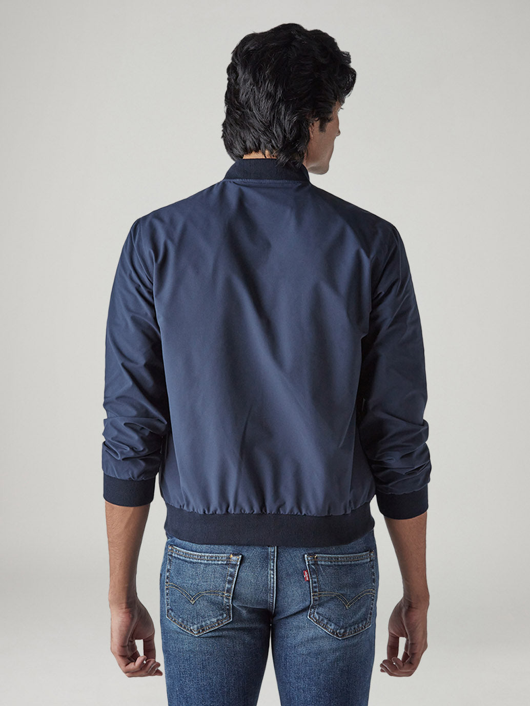 Men's Solid Regular Fit Jacket - Back View