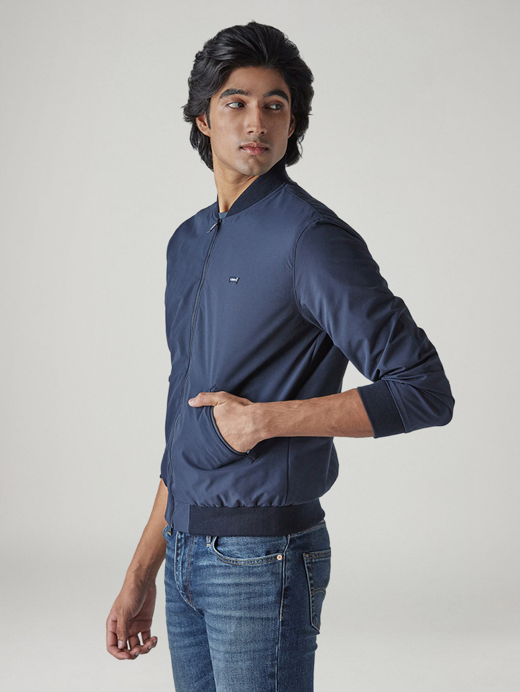 Men's Solid Regular Fit Jacket - Side View