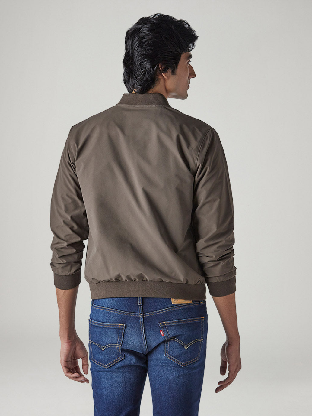 Men's Solid Regular Fit Jacket - Back View