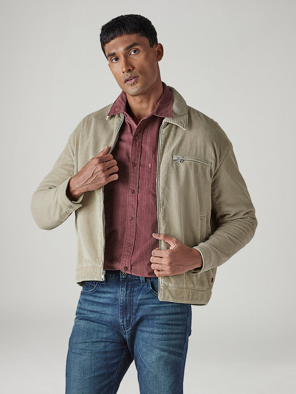 Men's Solid Regular Washed Corduroy Jacket