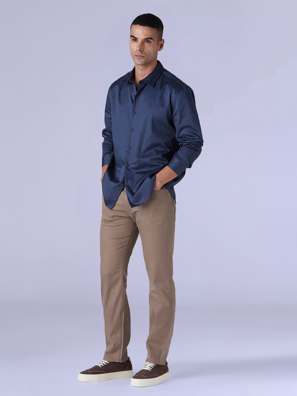 Men's Redloop 513 Light Brown Slim Straight Fit Mid Rise Chinos - 4b506d9b-b51c-4401-b19d-cc65222c5c4b View