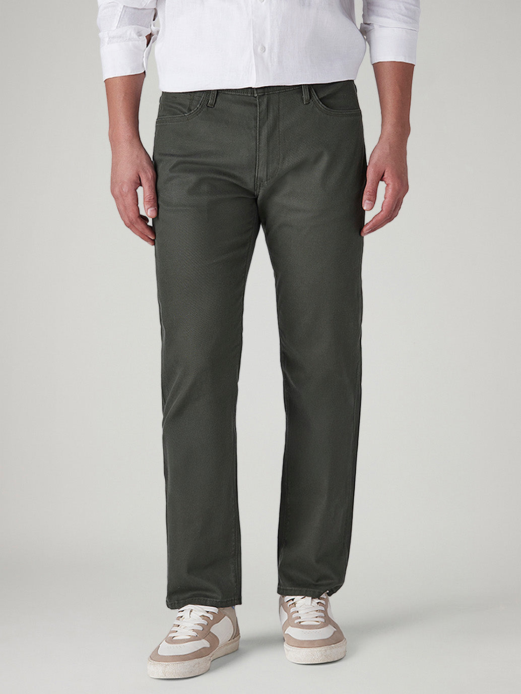 Men's 513 Olive Slim Straight Fit Mid Rise Chinos - Front View