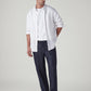 Men's Navy Authentic Relaxed Fit Mid Rise Linen Chinos - Logo View