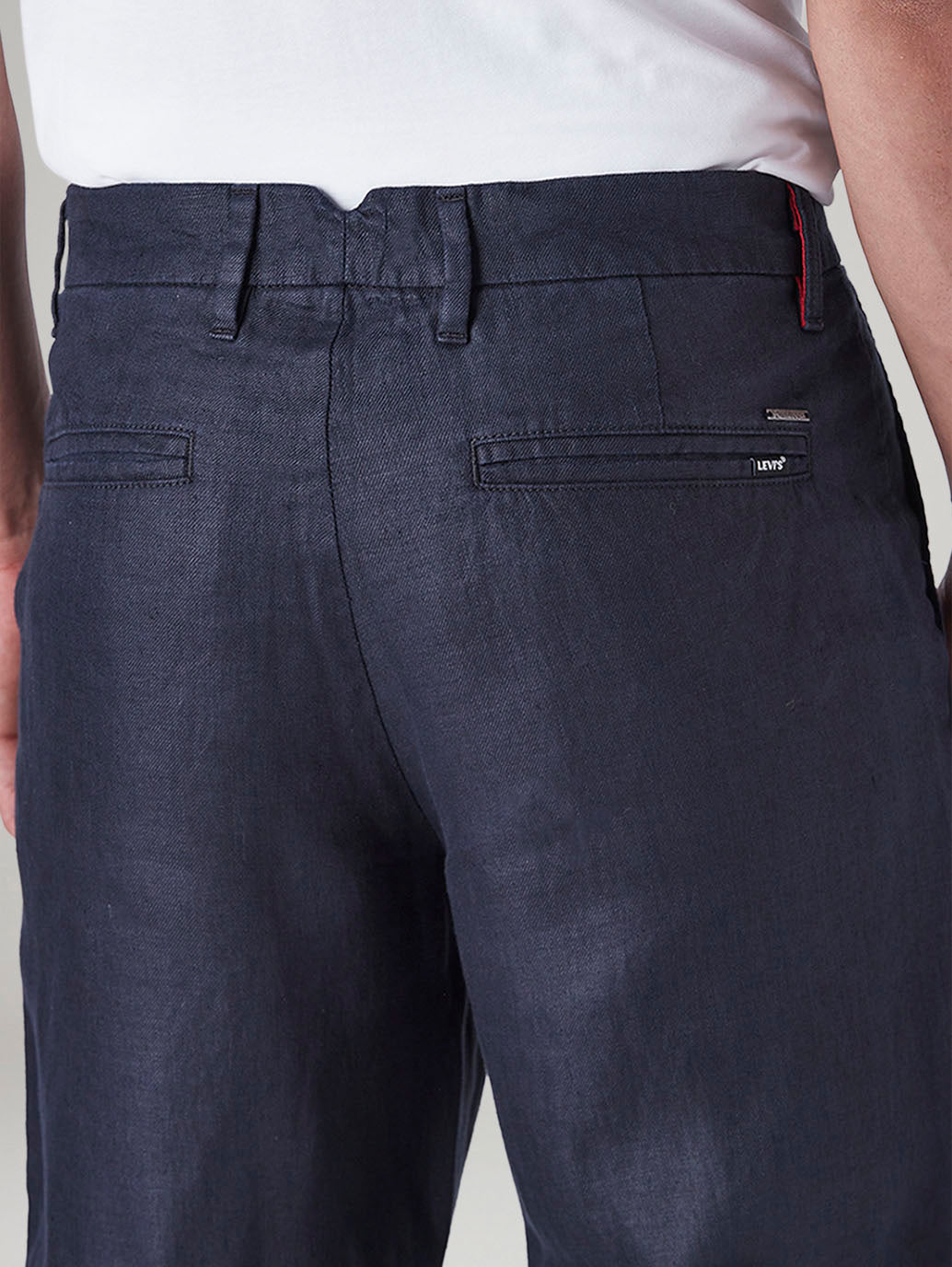 Men's Navy Authentic Relaxed Fit Mid Rise Linen Chinos - 20 View