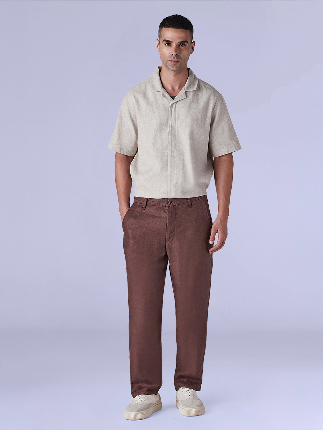 Men's Redloop Authentic Relaxed Fit Mid Rise Linen Chinos - 3ed9d123-a02c-489f-8582-cab0af6faa7e View