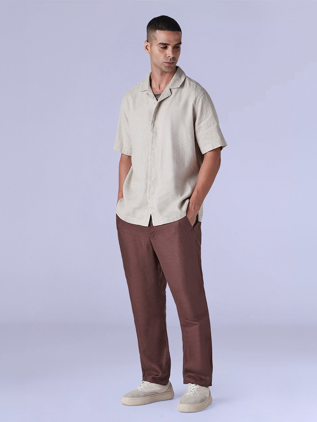 Men's Redloop Authentic Relaxed Fit Mid Rise Linen Chinos - Side View
