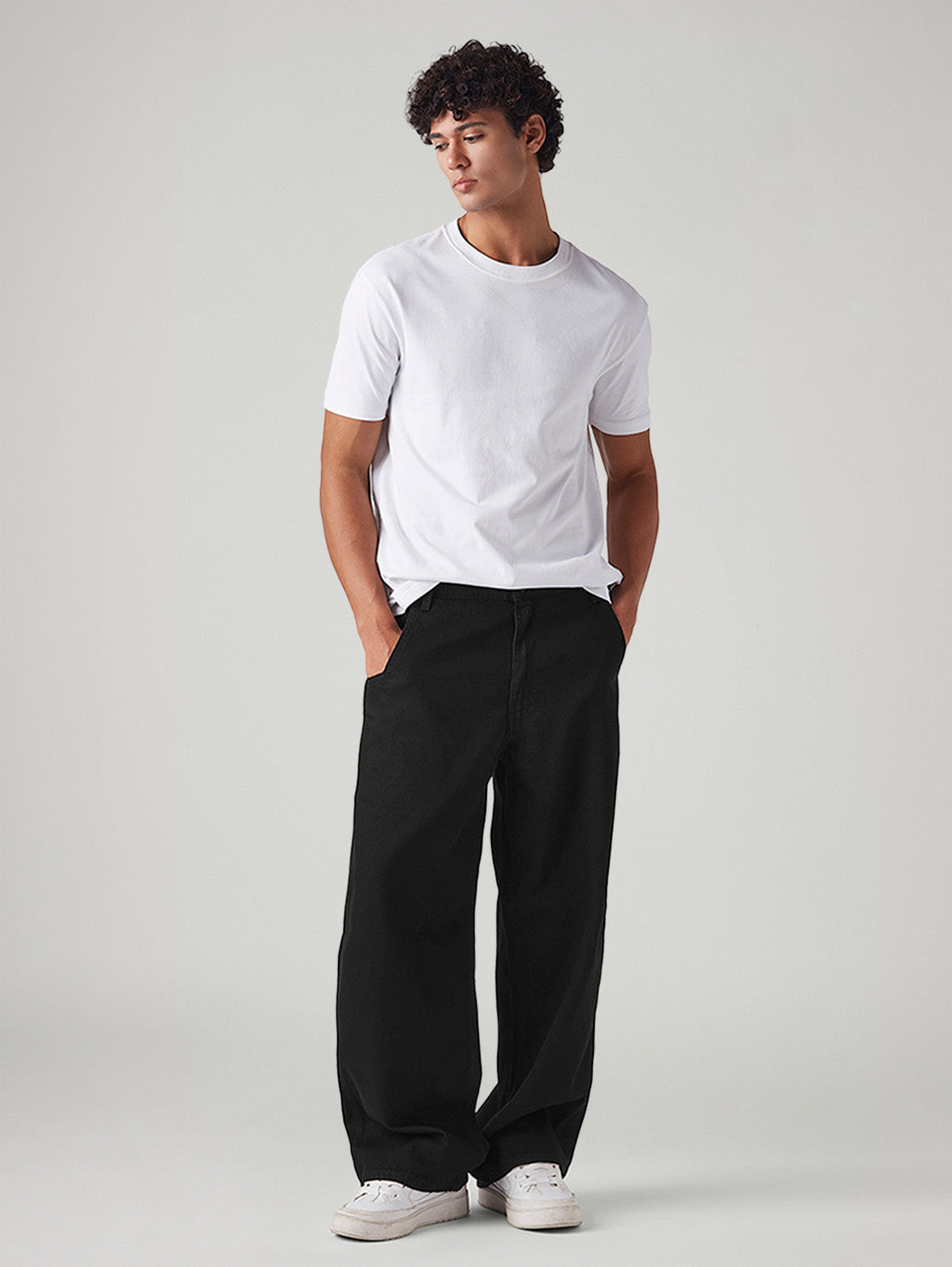 Men's Black Extra Baggy Loose Fit Mid Rise Jeans - a2bc67cf-06fe-44c1-bec6-b265d8fd6ec5 View
