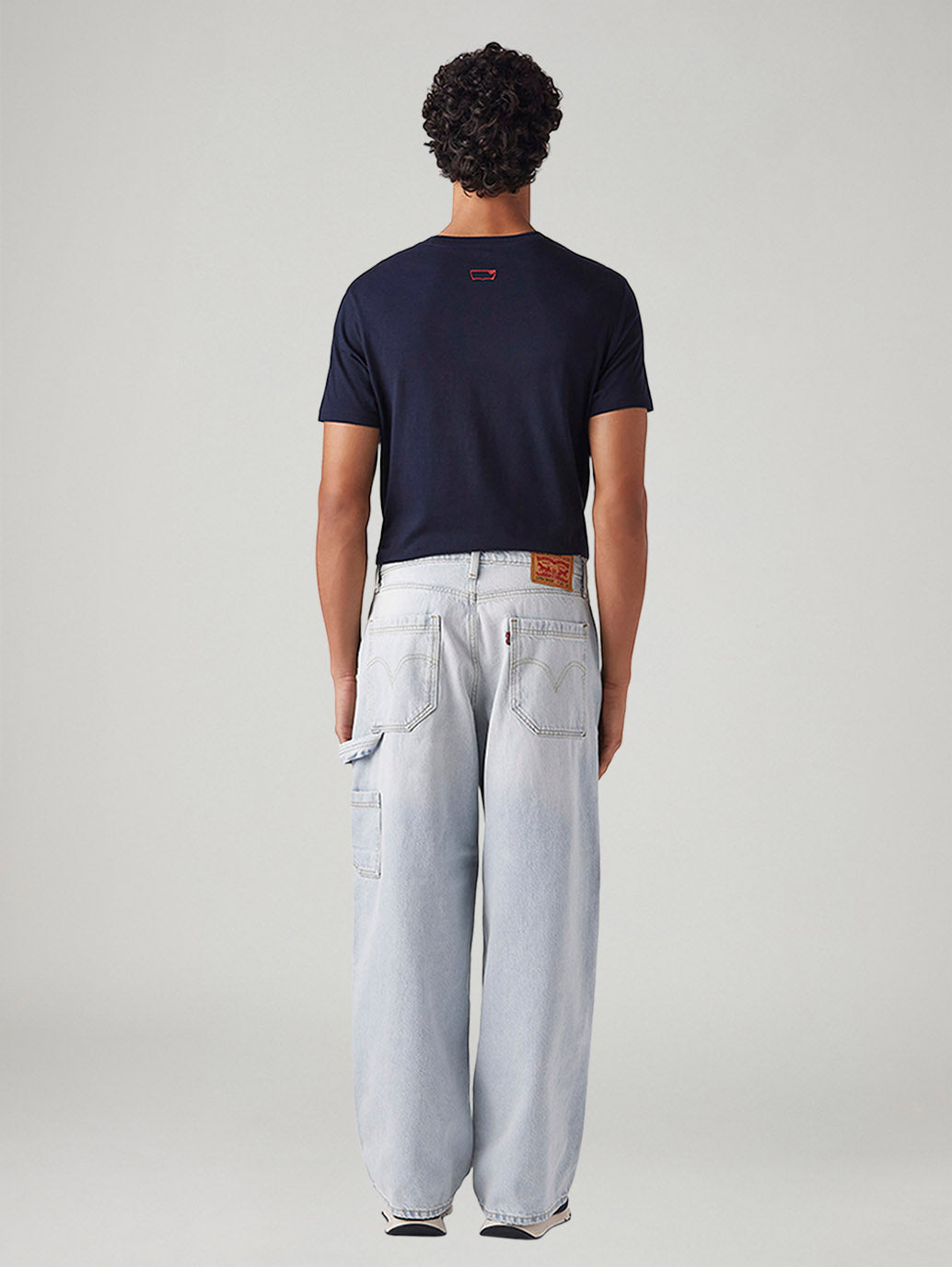 Men's Light Blue Extra Baggy Loose Fit Mid Rise Jeans - Back View
