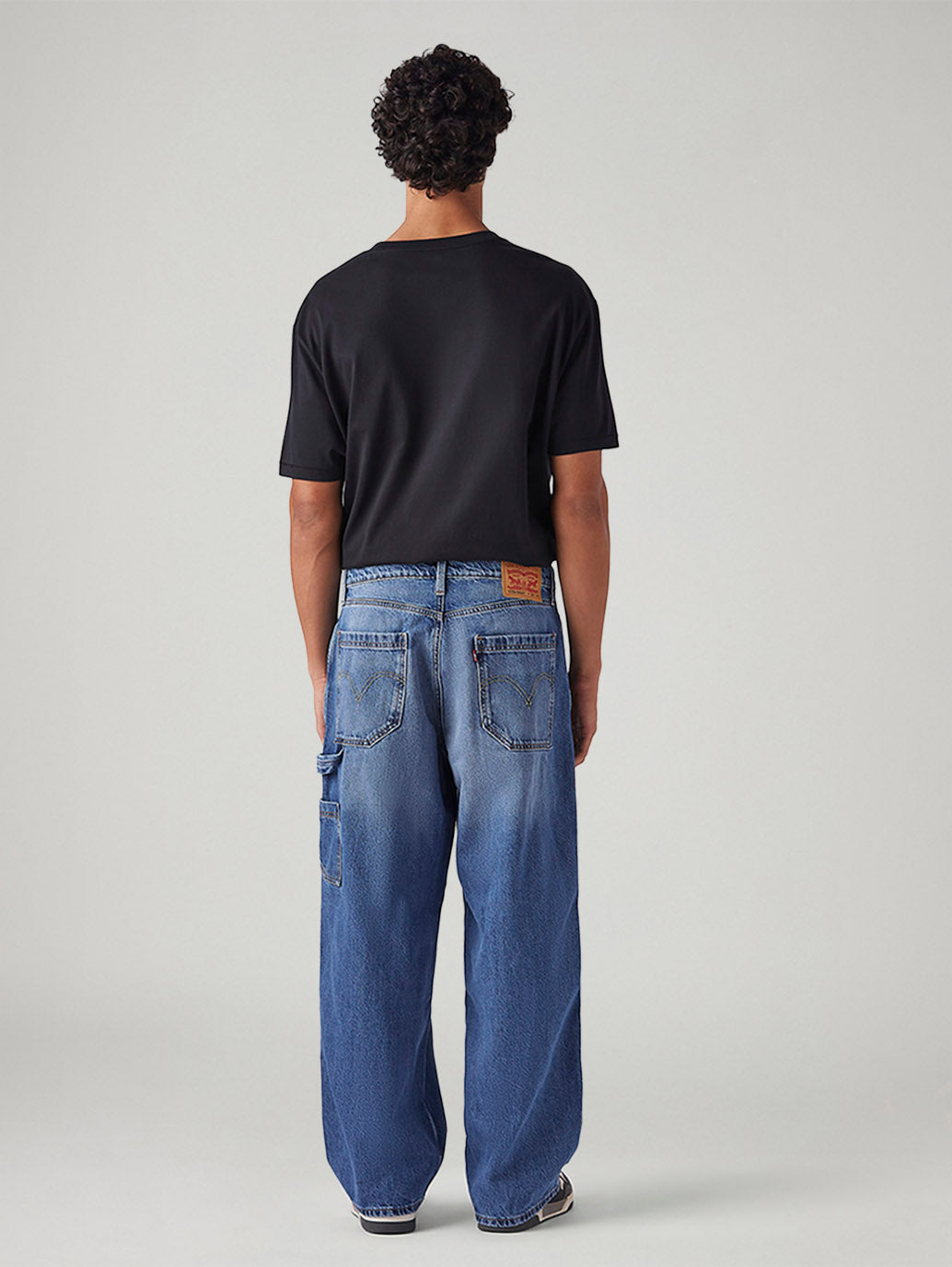 Men's Blue Extra Baggy Loose Fit Mid Rise Jeans - Back View