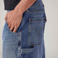 Men's Blue Extra Baggy Loose Fit Mid Rise Jeans - 20 View