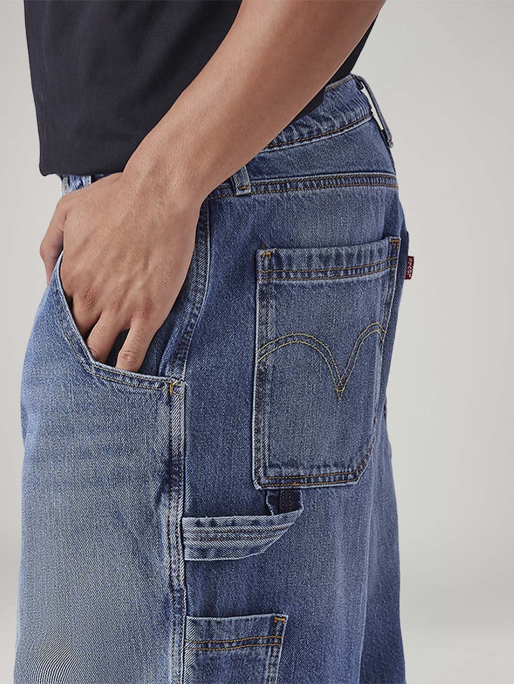 Men's Blue Extra Baggy Loose Fit Mid Rise Jeans - 20 View