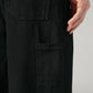 Men's Black Extra Baggy Fit Mid Rise Utility Jeans - Detail View