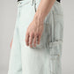 Men's Light Blue Extra Baggy Fit Mid Rise Utility Jeans - Detail View