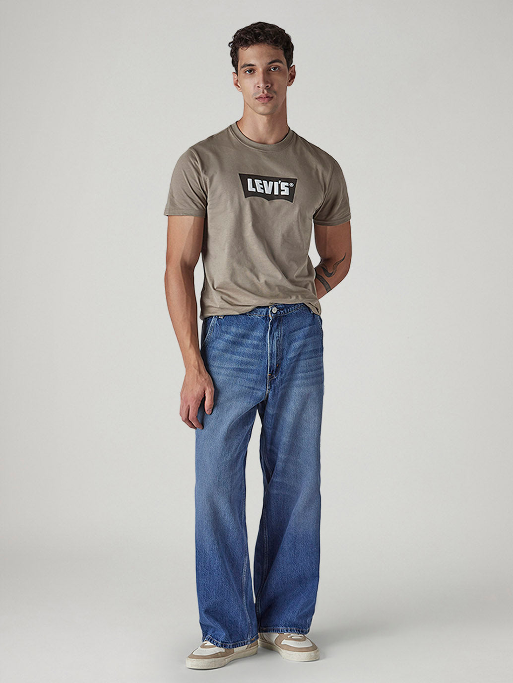 Men's Med Indigo Extra Baggy Fit Mid Rise Utility Jeans
