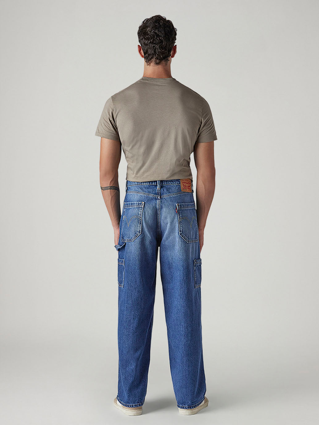 Men's Med Indigo Extra Baggy Fit Mid Rise Utility Jeans - 20 View