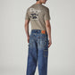 Men's Blue Extra Baggy Fit Mid Rise Selvedge Jeans - Back View