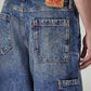 Men's Blue Extra Baggy Fit Mid Rise Selvedge Jeans - 20 View