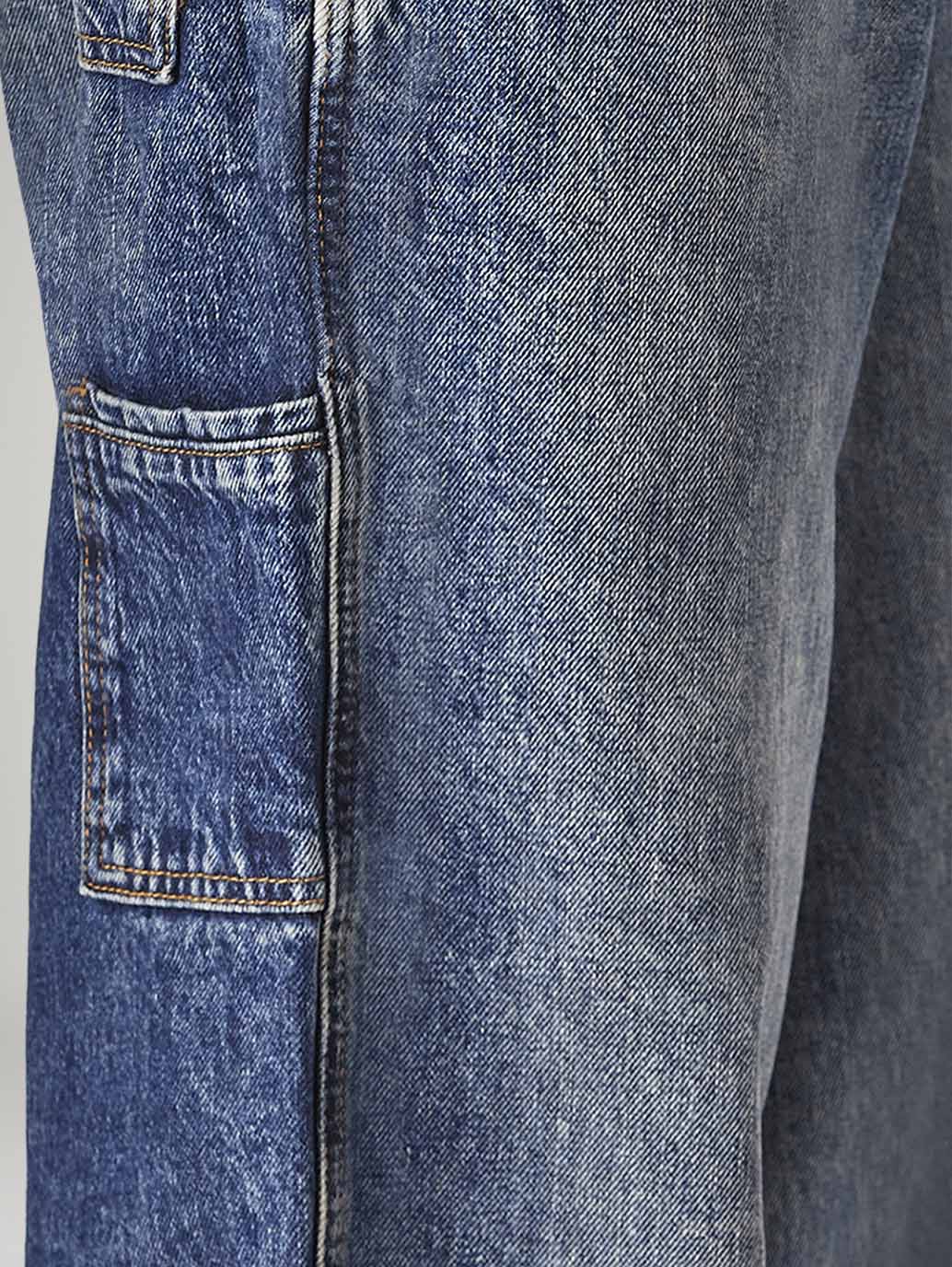 Men's Blue Extra Baggy Fit Mid Rise Selvedge Jeans - 20 View