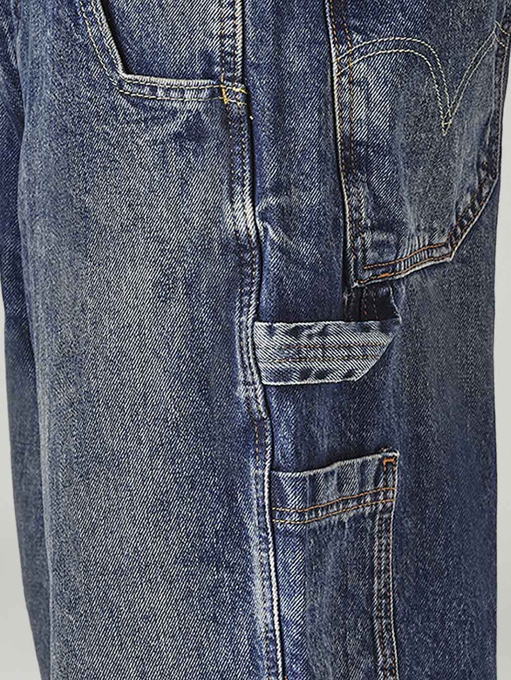 Men's Blue Extra Baggy Fit Mid Rise Selvedge Jeans - 20 View