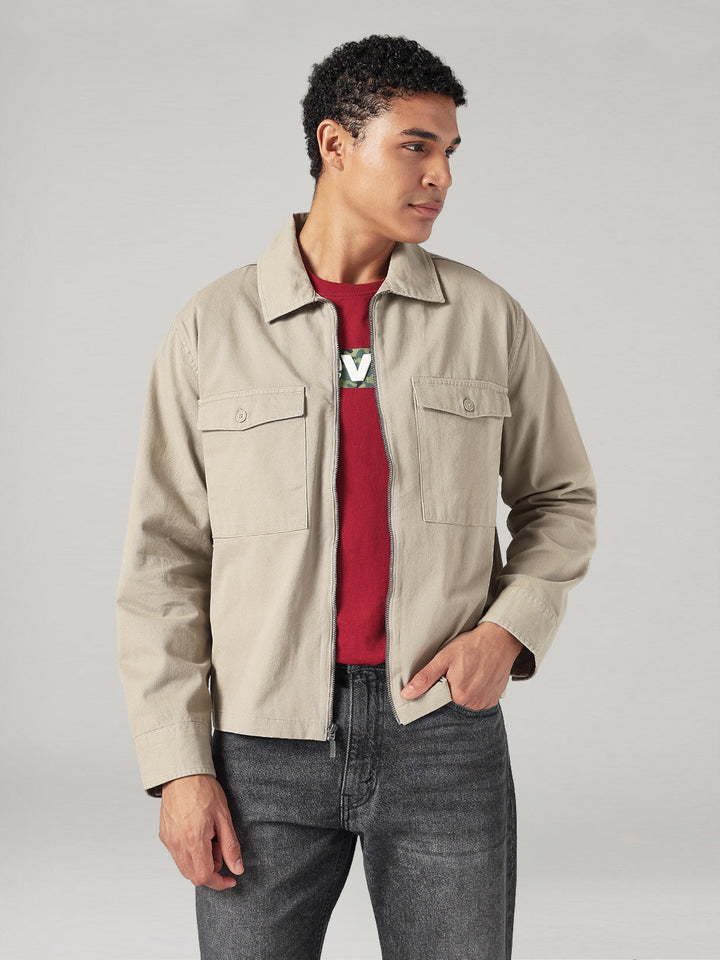 Men's Solid Relaxed Fit Shacket