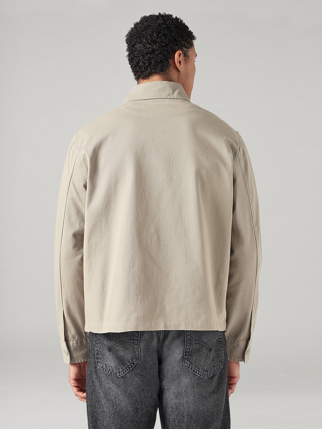 Men's Solid Relaxed Fit Shacket - Back View
