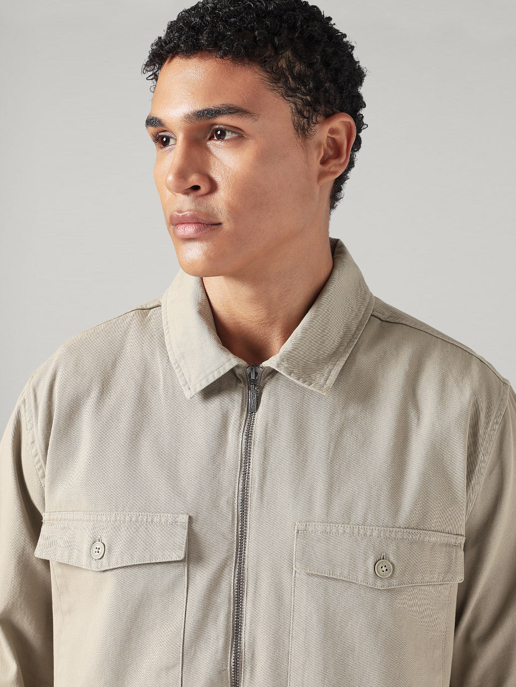 Men's Solid Relaxed Fit Shacket - Detail View