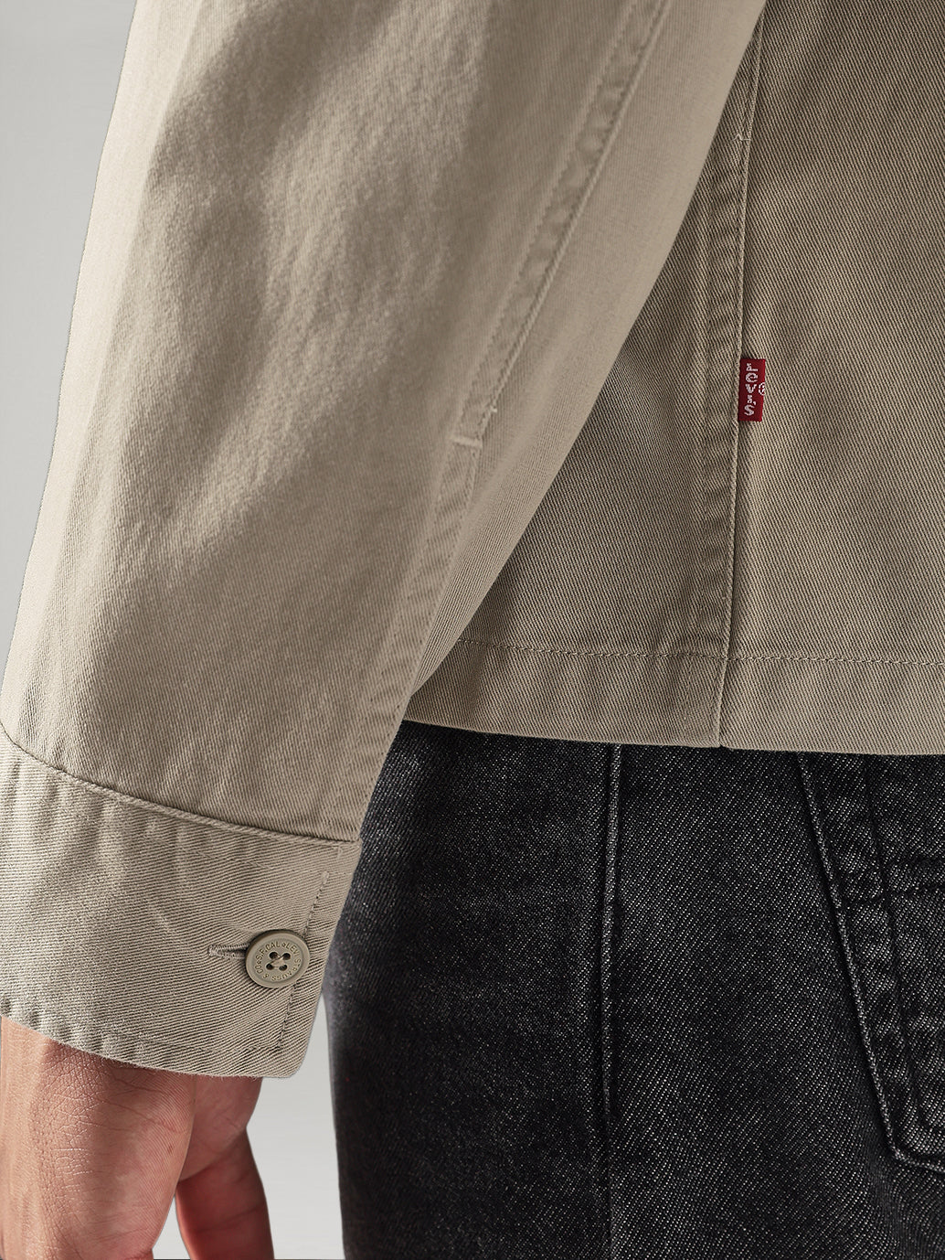 Men's Solid Relaxed Fit Shacket - Detail View