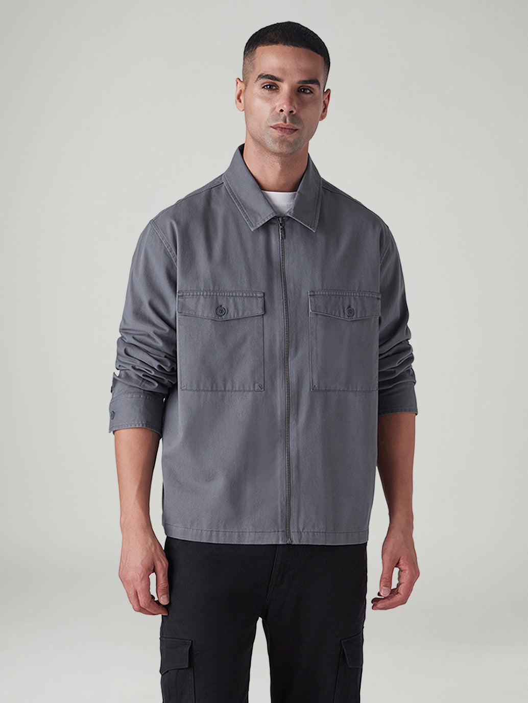 Men's Solid Relaxed Fit Shirt - Front View
