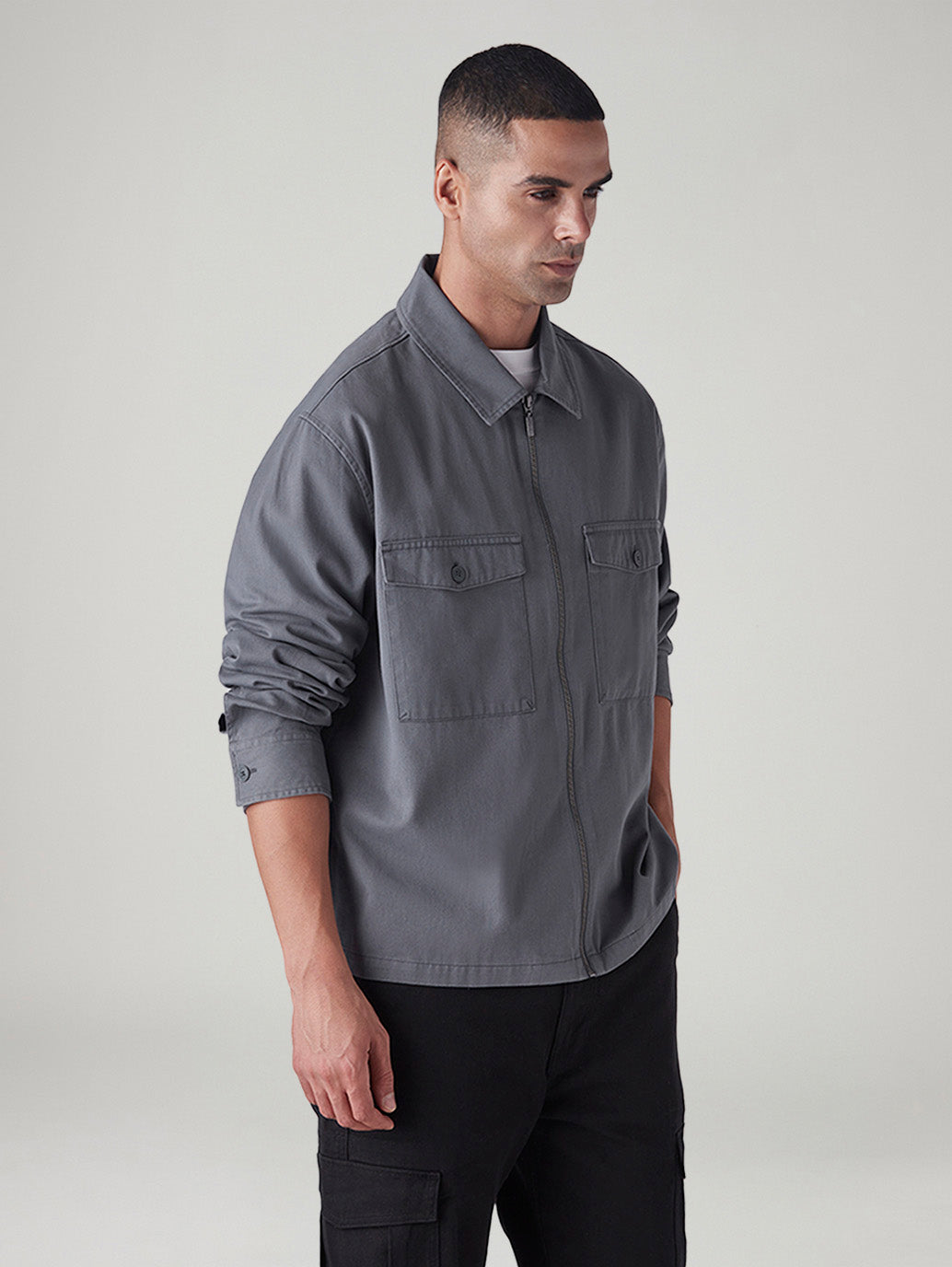 Men's Solid Relaxed Fit Shirt - Side View
