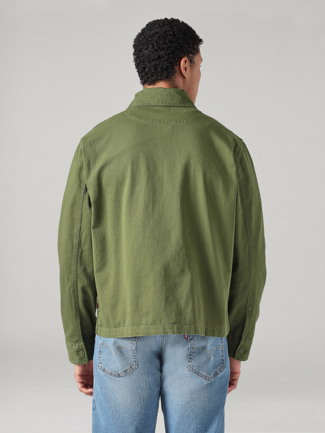 Men's Solid Relaxed Fit Shacket - Back View