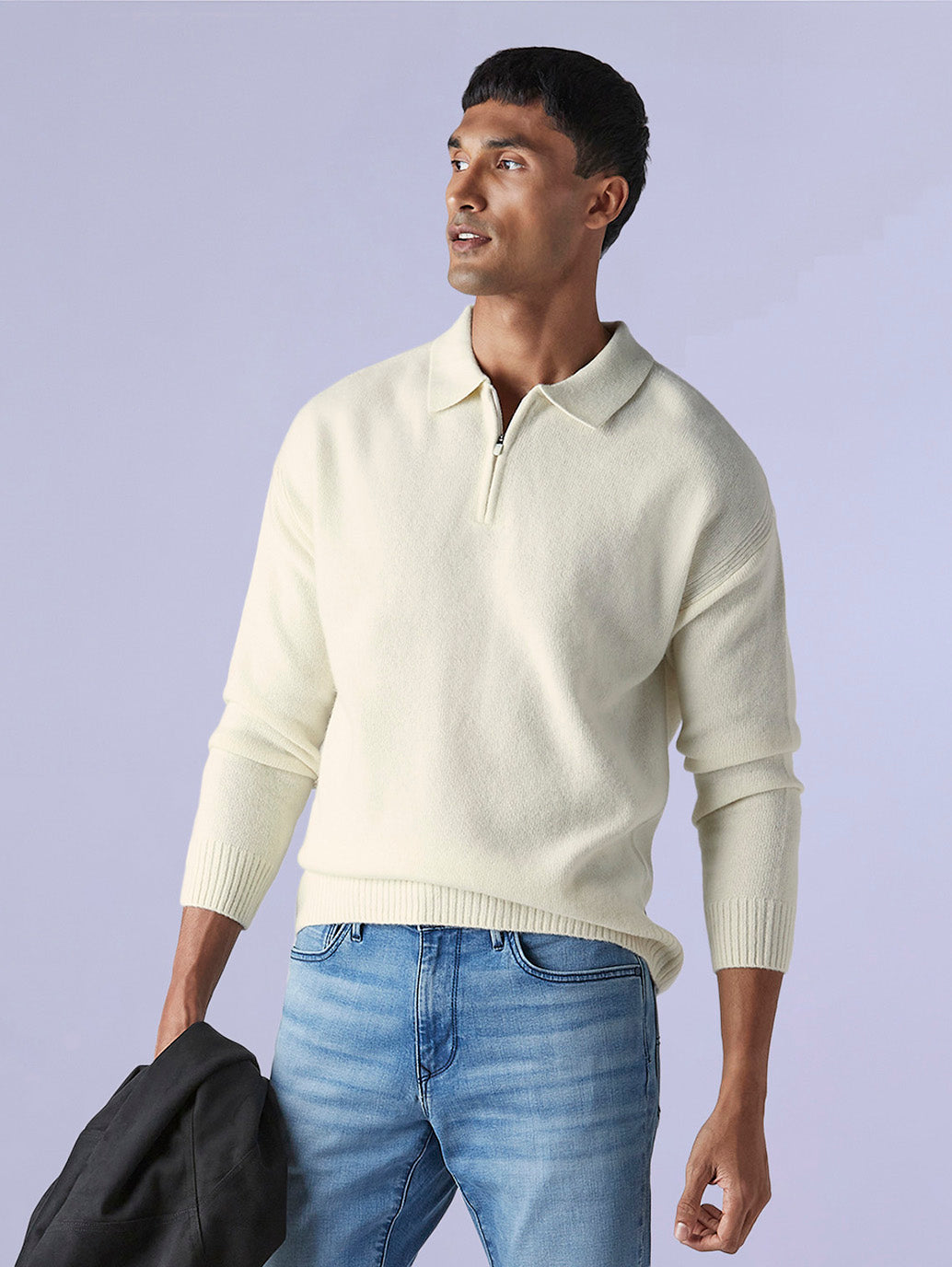 Men's Solid Relaxed Fit Redloop Sweater