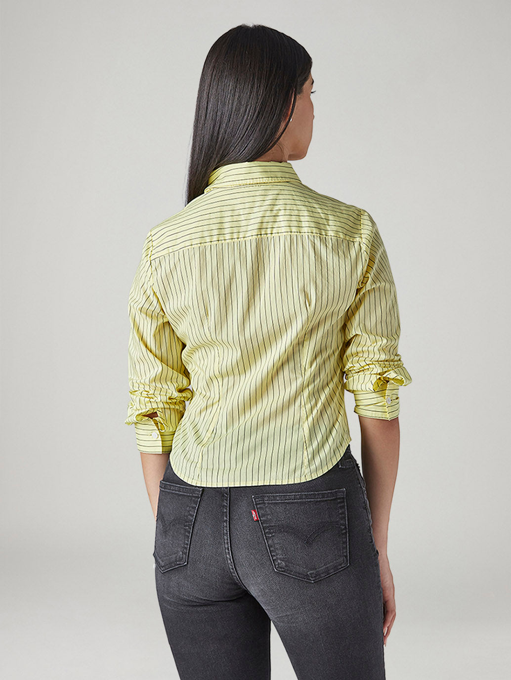 Women's Striped Slim Fit Poplin Shirt - Back View