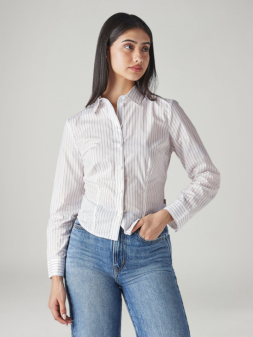 Women's Striped Slim Fit Poplin Shirt