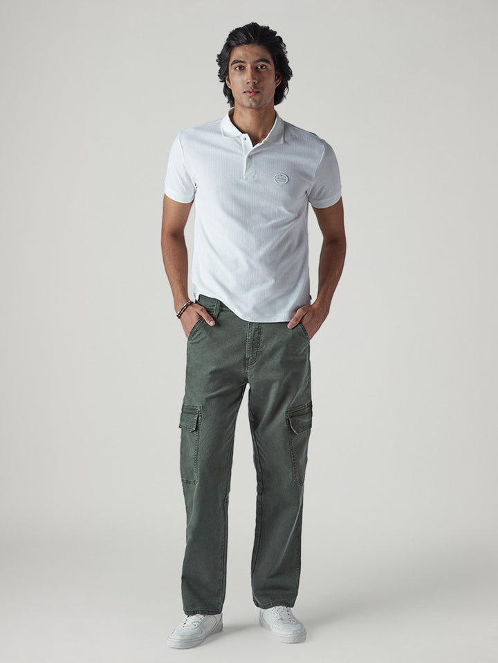 Men's 568 Dark Green Loose Fit Mid Rise Cargos