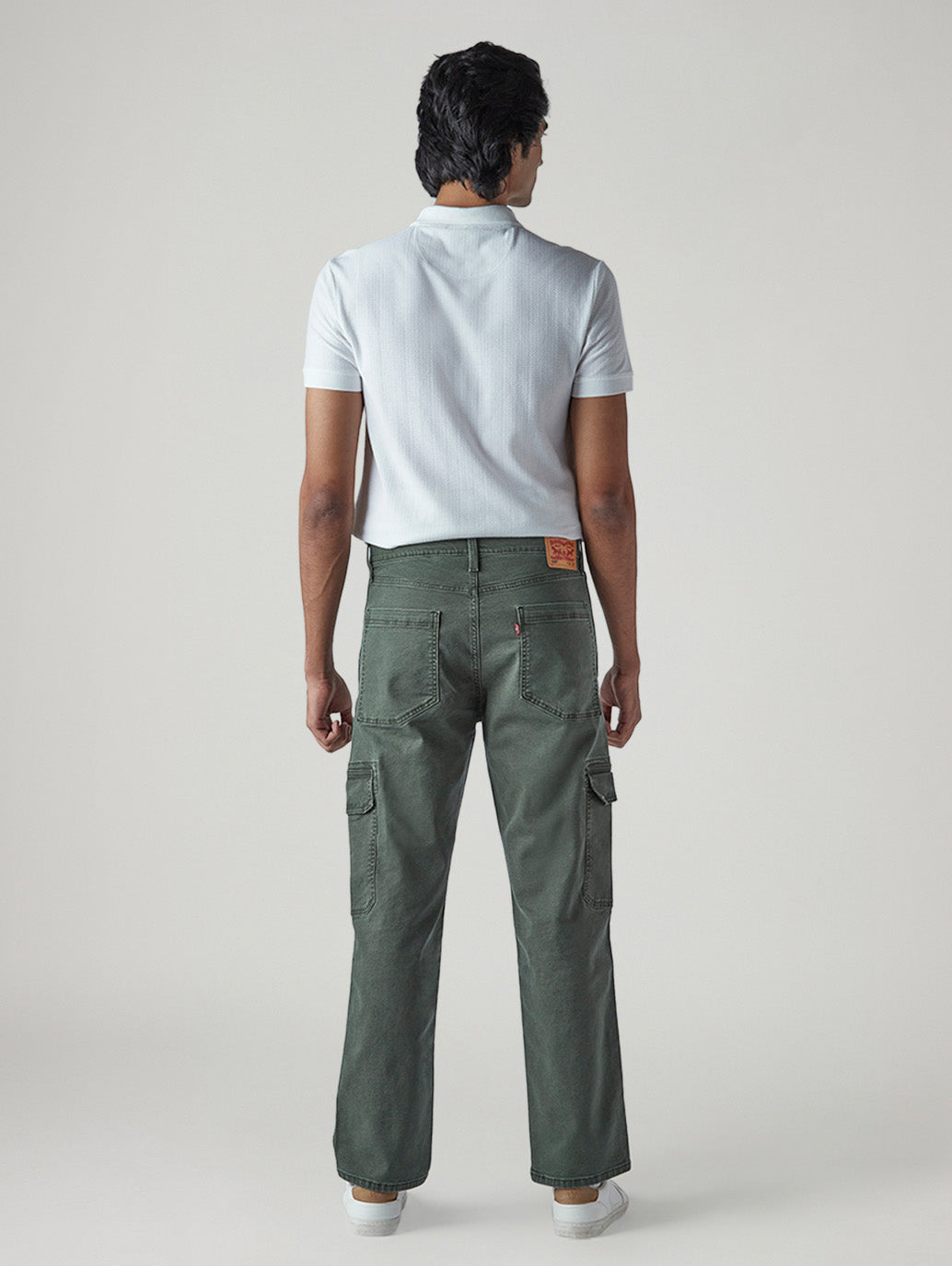 Men's 568 Dark Green Loose Fit Mid Rise Cargos - Back View