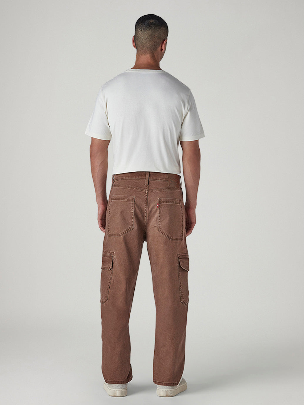 Men's 568 Light Brown Loose Fit Mid Rise Cargos - Back View