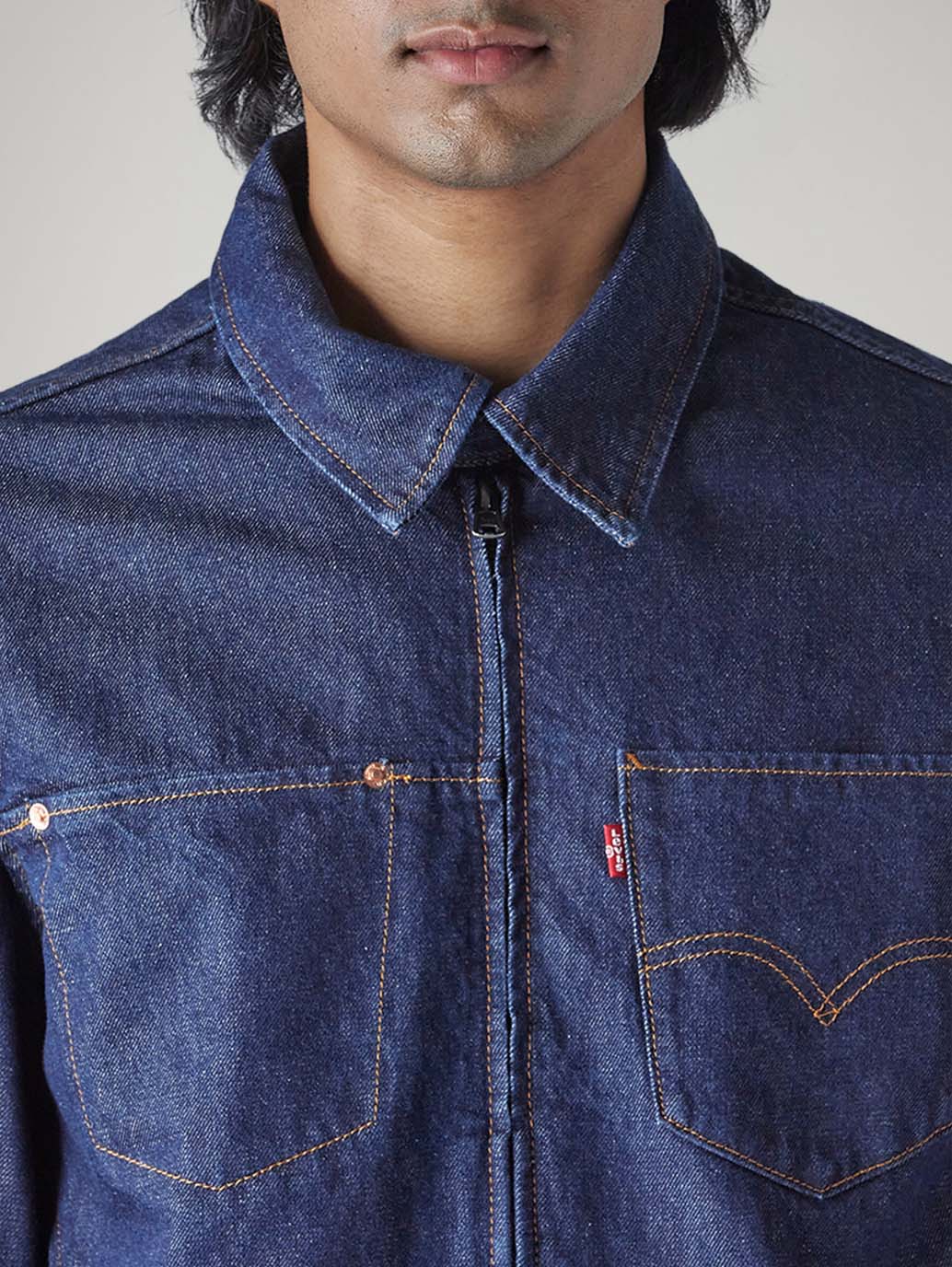 Men's Solid Regular Fit Denim Jacket - Detail View