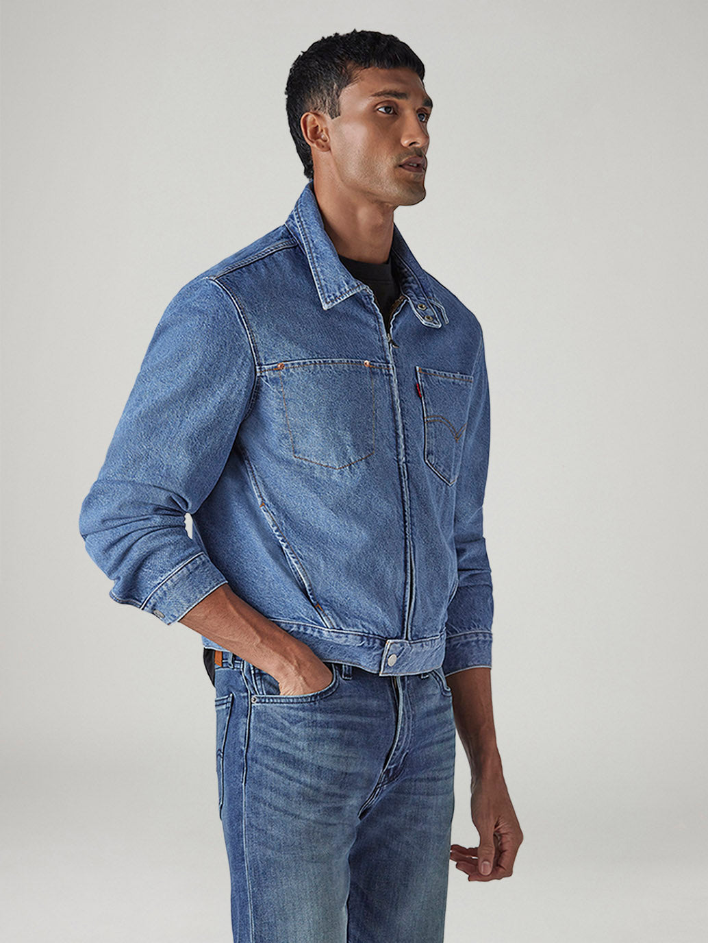 Men's Solid Regular Fit Denim Jacket - 20 View