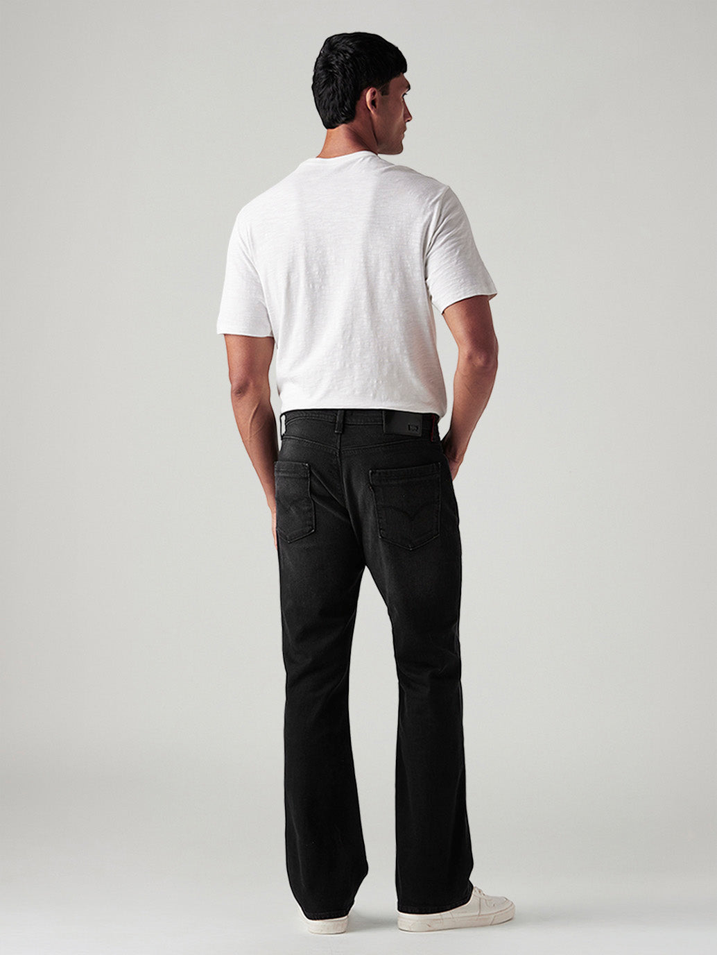 Men's 527 Black Bootcut Fit Mid Rise Redloop Jeans - Back View