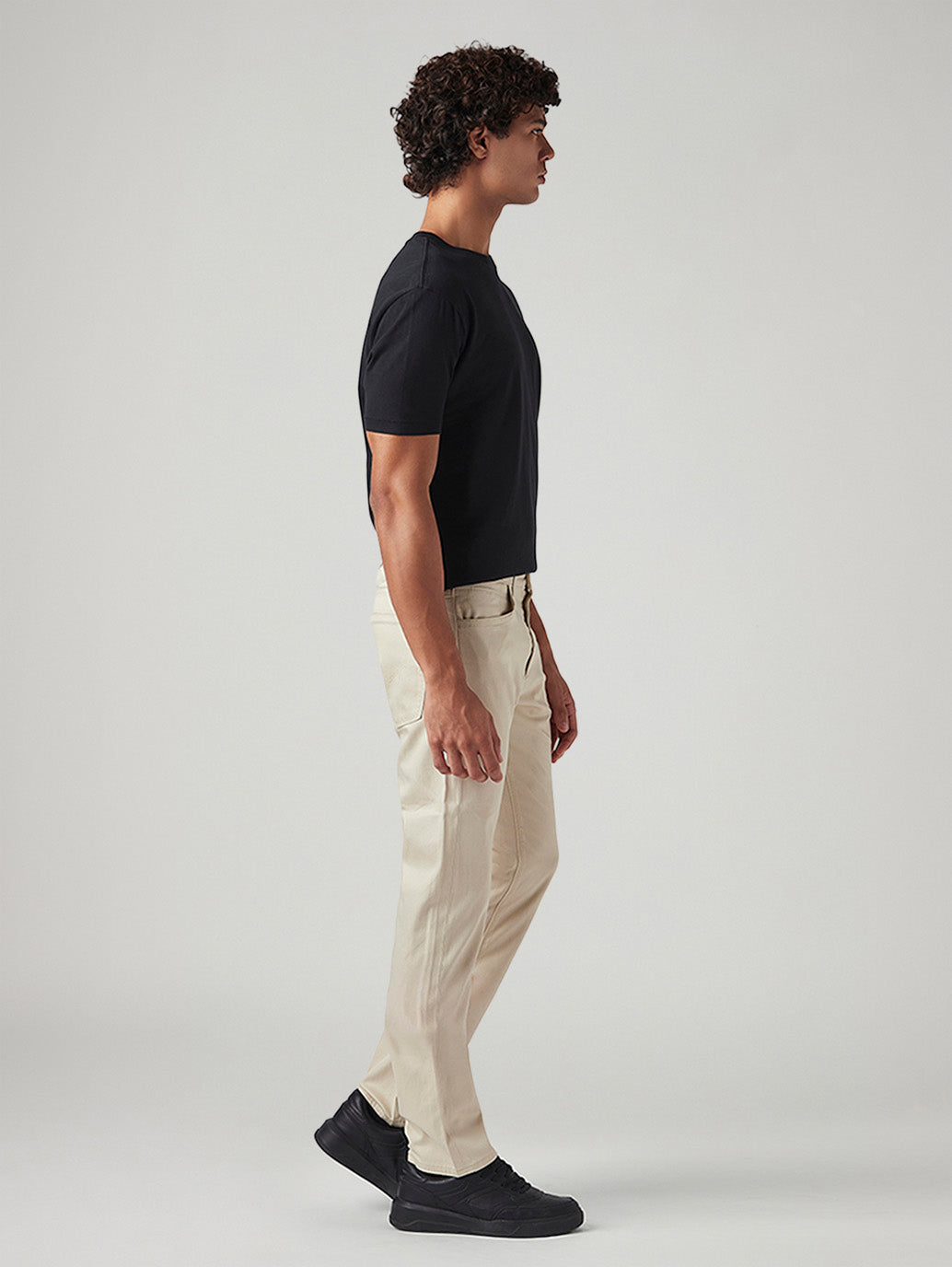 Men's 513 Beige Slim Straight Fit Mid Rise Chinos - Side View