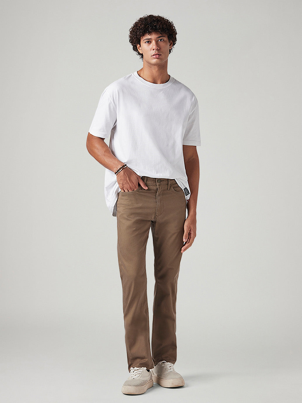 Men's 513 Brown Slim Straight Fit Mid Rise Chinos - Styleshot View