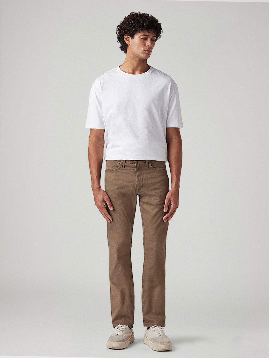 Men's 513 Brown Slim Straight Fit Mid Rise Chinos - Front View