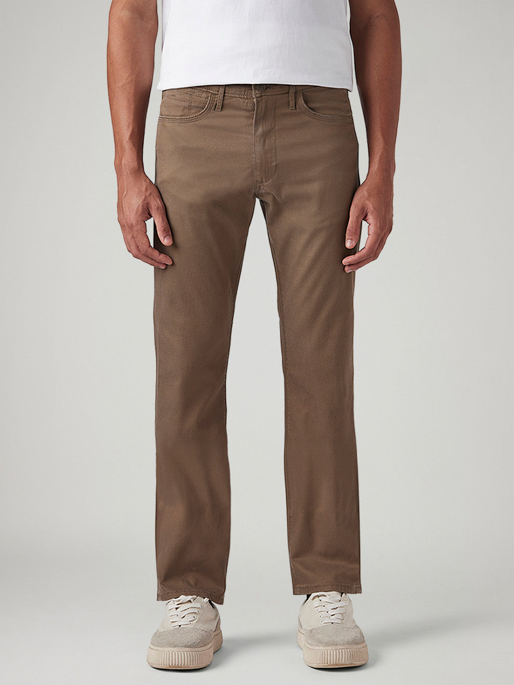 Men's 513 Brown Slim Straight Fit Mid Rise Chinos - Front View