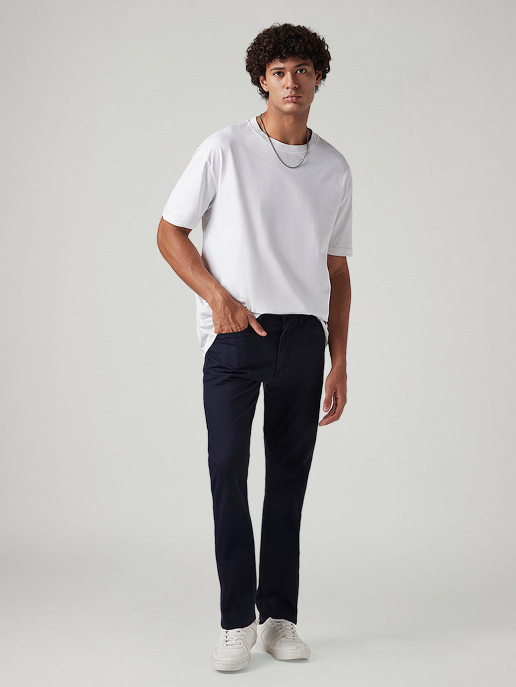Men's 513 Navy Slim Straight Fit Mid Rise Chinos - Styleshot View