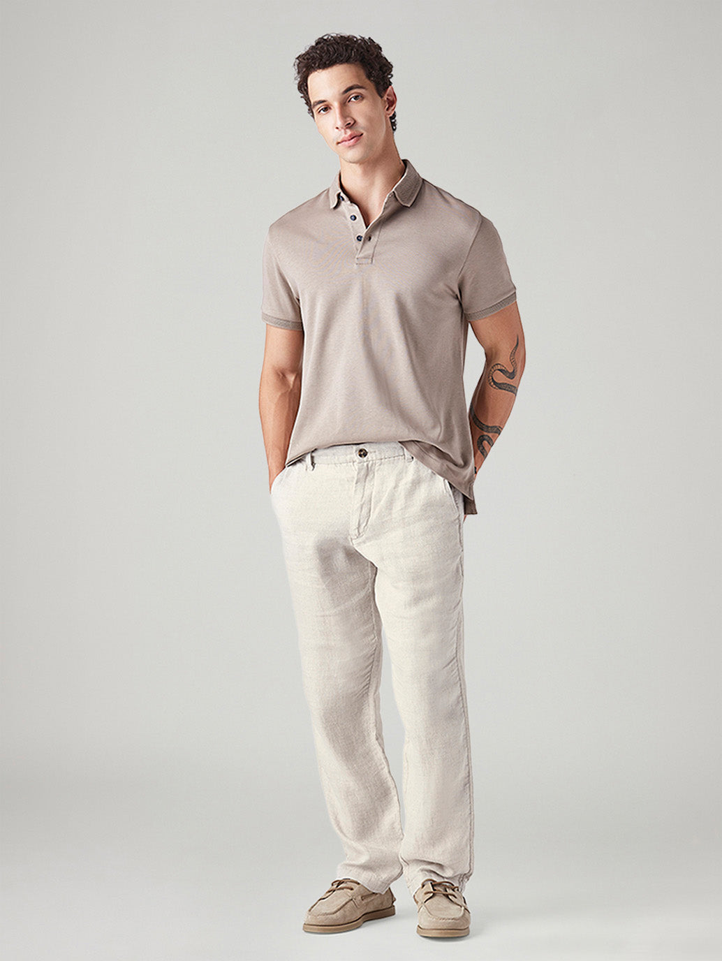 Men's Authentic Relaxed Straight Fit Mid Rise Linen Chinos