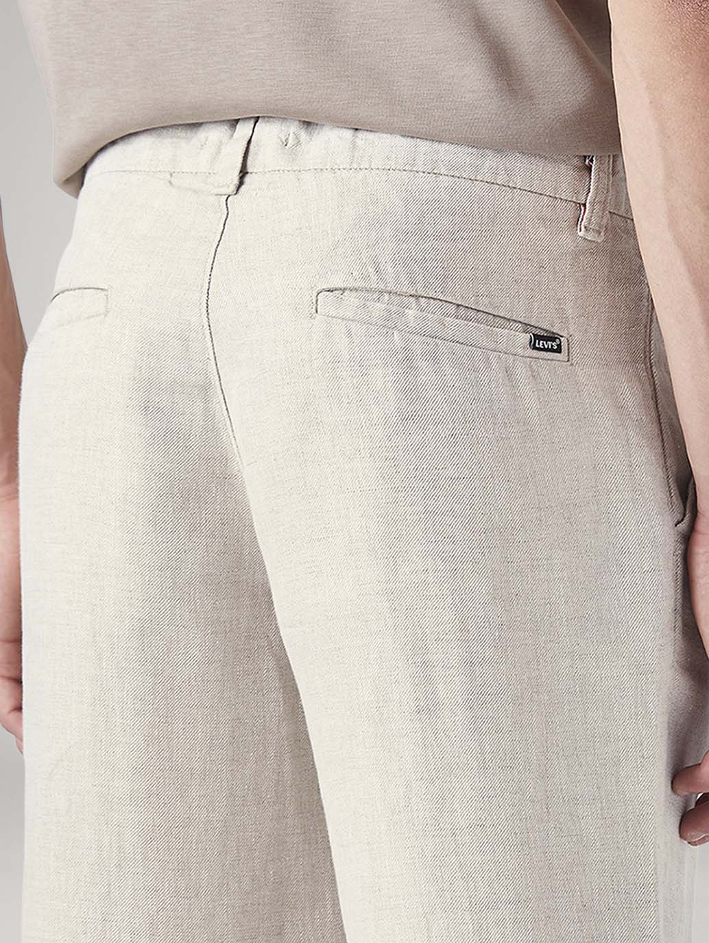 Men's Authentic Relaxed Straight Fit Mid Rise Linen Chinos - Detail View