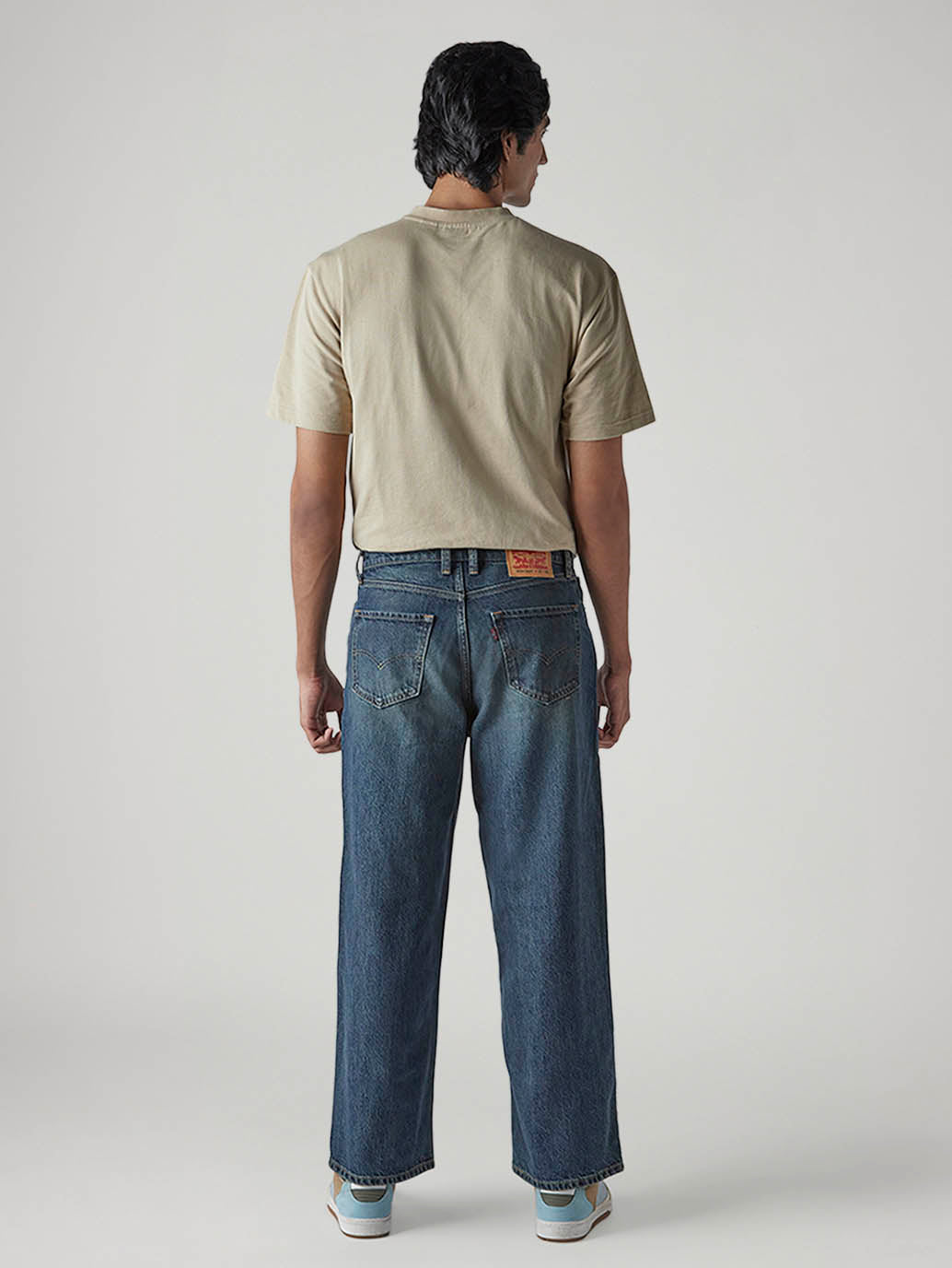 Men's Tinted Dark Indigo Extra Baggy Fit Mid Rise Jeans - 20 View