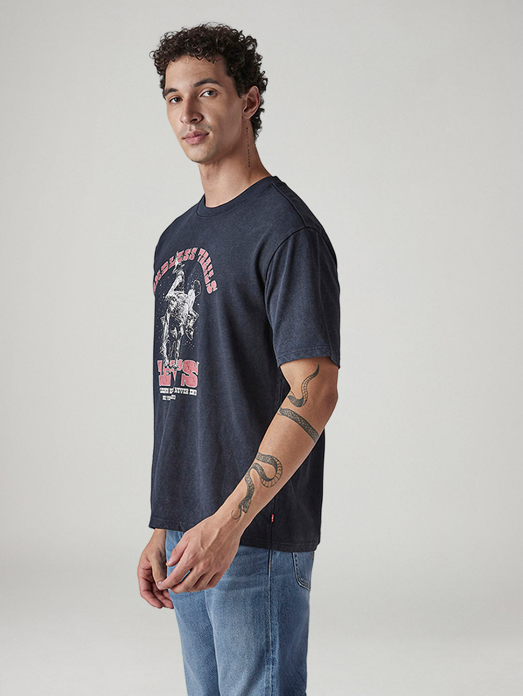 Men's Graphic Print Regular Fit T-Shirt - Side View